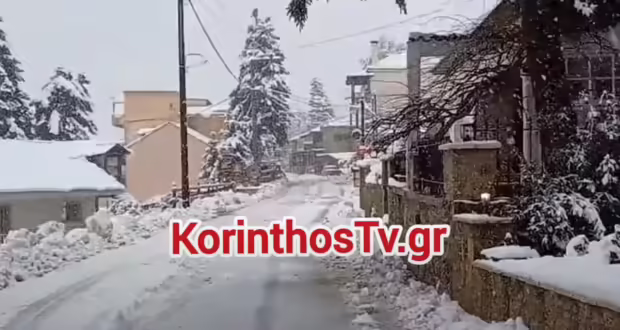 Ορεινή Κορινθία: Πυκνές χιονοπτώσεις σε Τρίκαλα, Καστανιά, Καρτέρι και Φενεό – Μοναδικές εικόνες