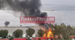 Φωτιά σε τροχόσπιτο στο Μικρολίμανο