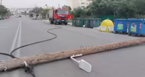 Χανιά: Έπεσαν κολώνες της ΔΕΗ λόγω ισχυρών ανέμων – Πτώσεις δέντρων και στο Ρέθυμνο